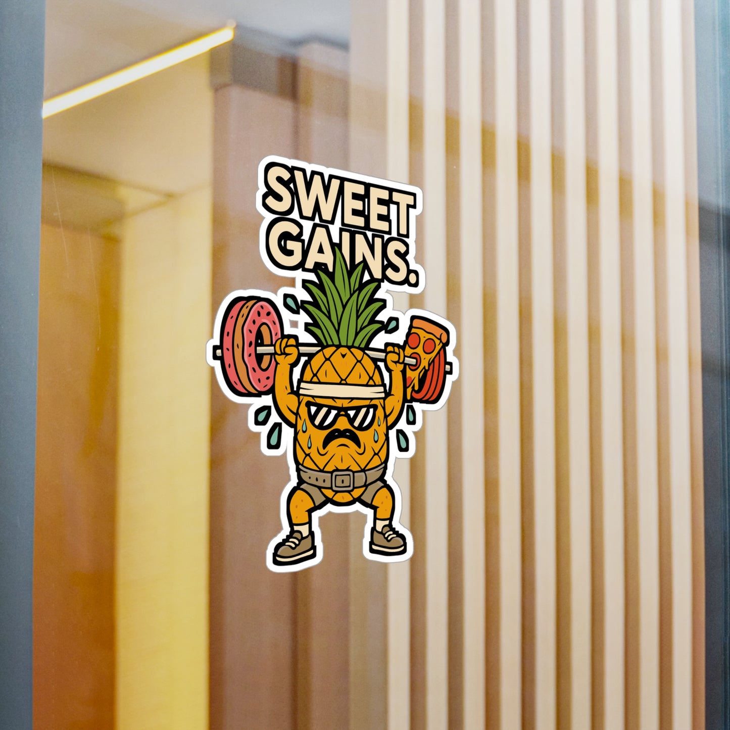 Sweet Gains - Gym Sticker for Water Bottle, Laptop, Fitness Lovers, Motivational Workout Gift for Men & Women