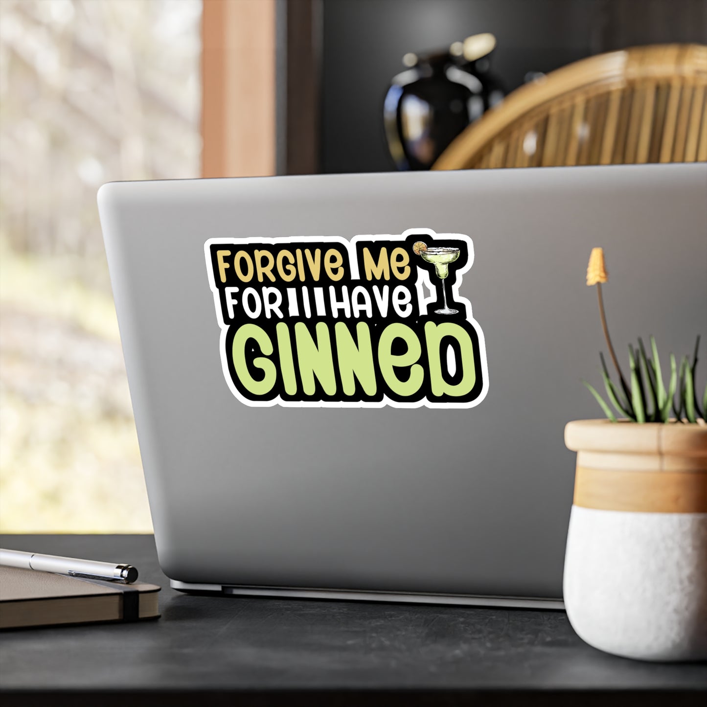 Forgive me for i have ginned - Bartender Sticker for Wall, Laptop, Window, Truck, Car Bartender Gift Vinyl Cocktail Decal Sticker