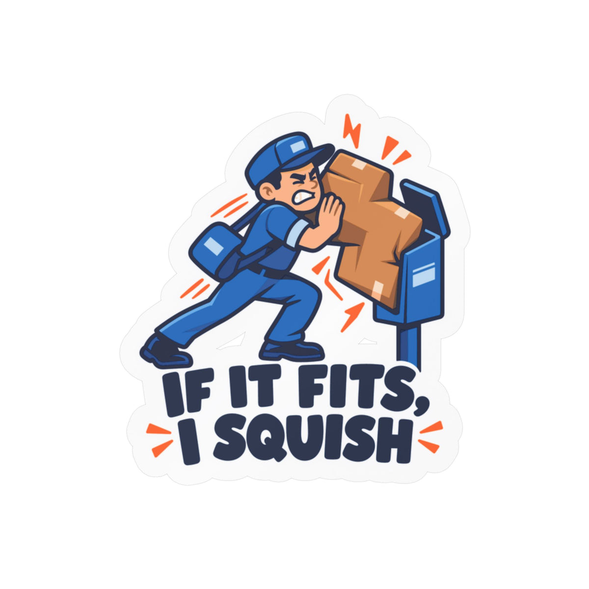 Postal Worker Sticker “If It Fits, I Squish” Funny Rural Carrier Mailbox Decals for Laptop, Water Bottle Waterproof Vinyl