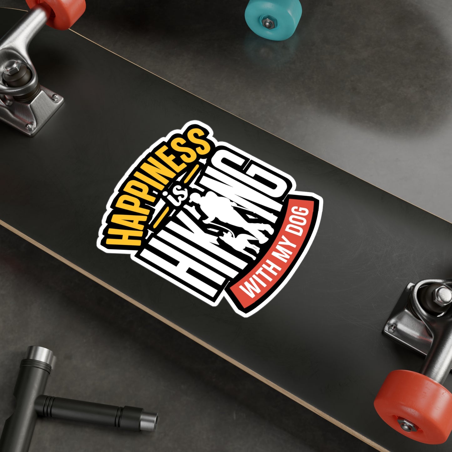 Happiness Is Hiking With My Dog - Hiking Sticker for Car Laptop Sticker. Water Bottle Sticker, Vinyl Hiker Decal - Hiking Gift