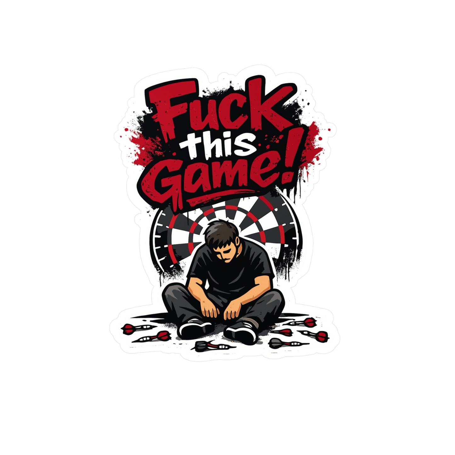 Dart Sticker "Fuck this game!" Funny Dartboard Drinking Team Vinyl Sticker Decals Waterproof for Laptop Water Bottle