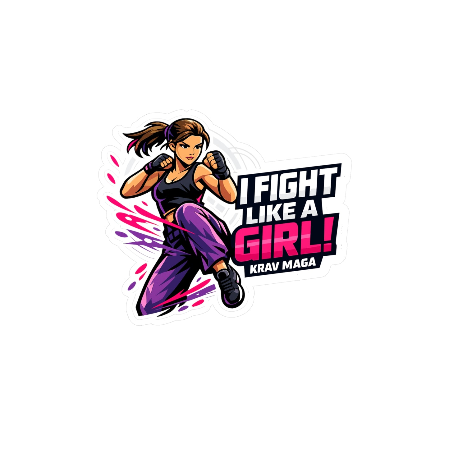 Krav Maga Sticker I Fight Like a Girl! Martial Arts Self Defense Vinyl Waterproof decals for Laptop or Water Bottle Fitness