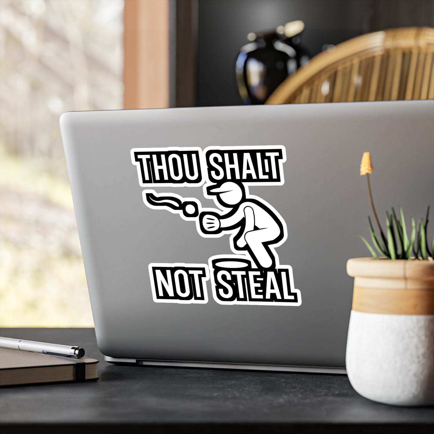 Thou Shalt Not Steal - Softball Sticker for Wall, Laptop, Window, Truck, Car Softball Gift Vinyl Baseball Decal Sticker