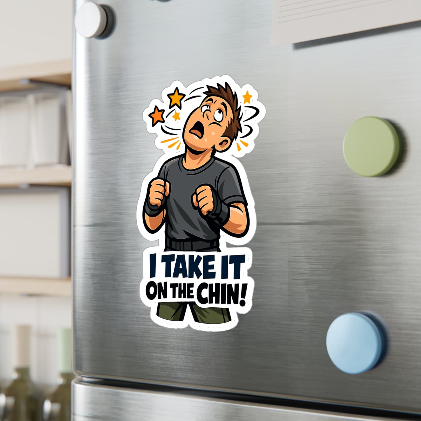Krav Maga Sticker "I Take It on the Chin!" – Waterproof Vinyl decals for Laptop, Water Bottle, martial arts self defense fitness