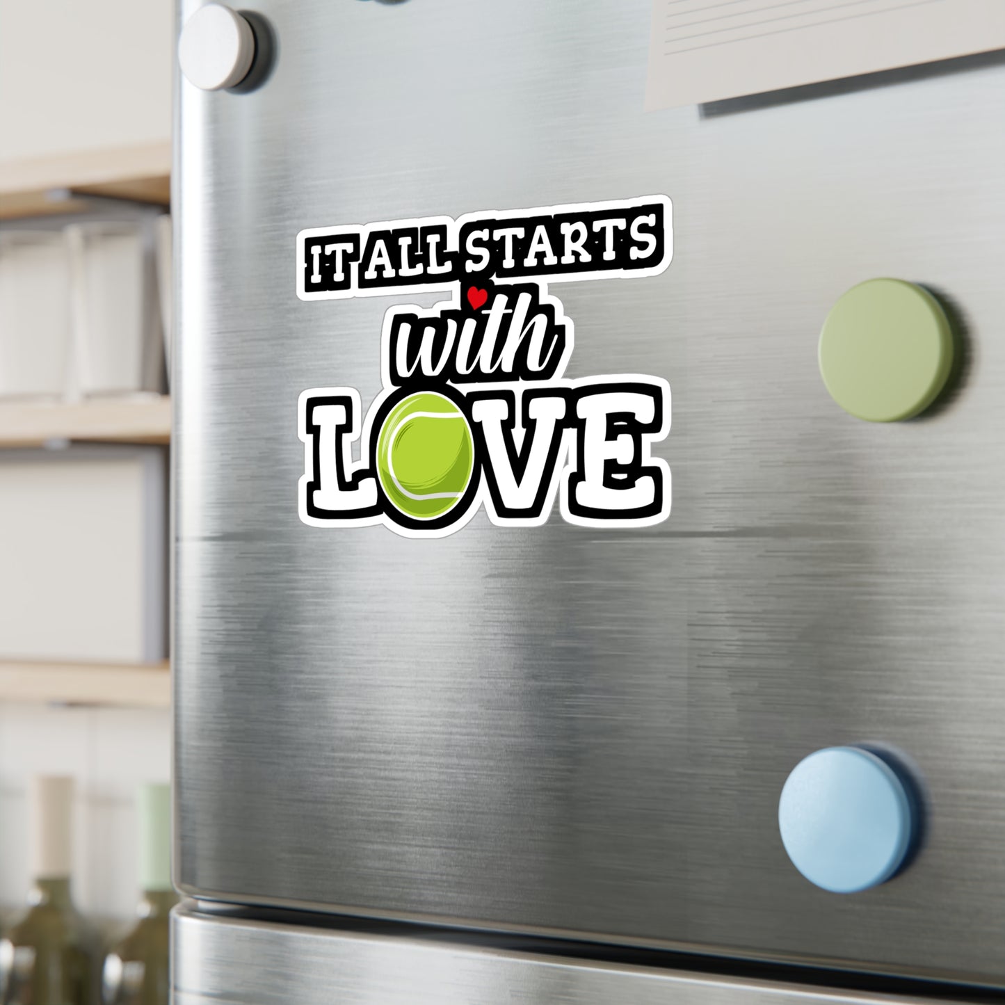 It All Starts With Love - Tennis Sticker for Wall, Laptop, Window, Truck, Car Tennis Gift Vinyl Love Decal Sticker