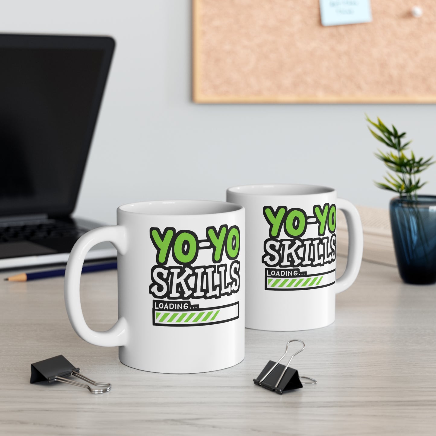 YoYo Skills Loading - Yoyo Mug for Coffee 11oz. Yoyo Cup, White ceramic, Game Mug, 90s Tea Cup - Yoyo Gift