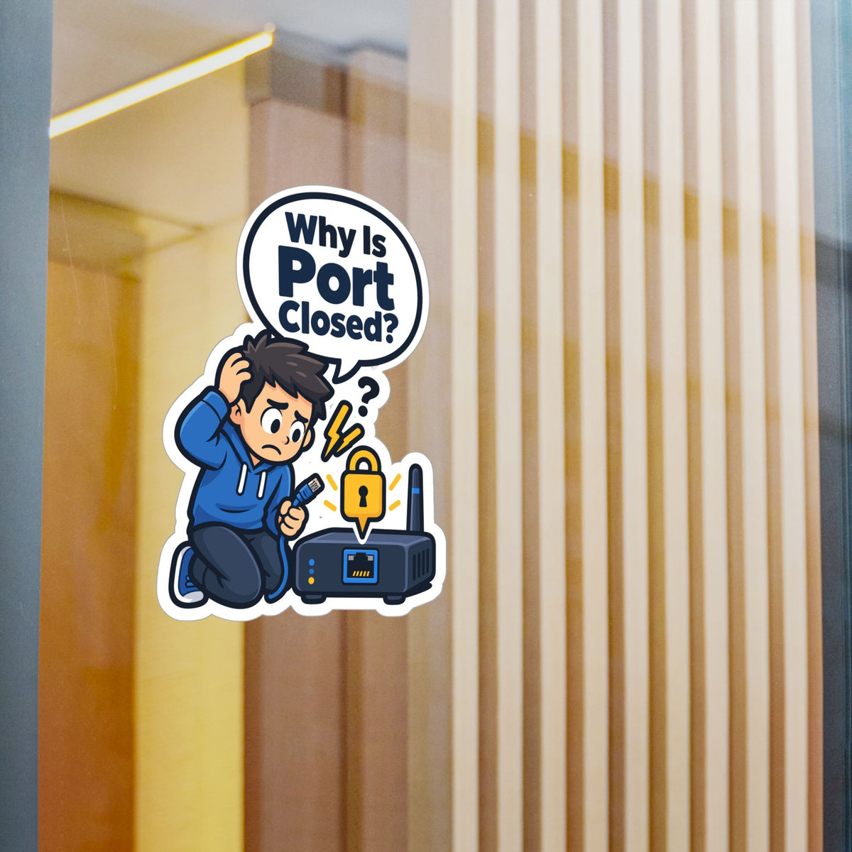 Tech Sticker - Why Is Port Closed - A Bandage for Your Reboot Button, Funny Decals for Laptop and Water Bottle