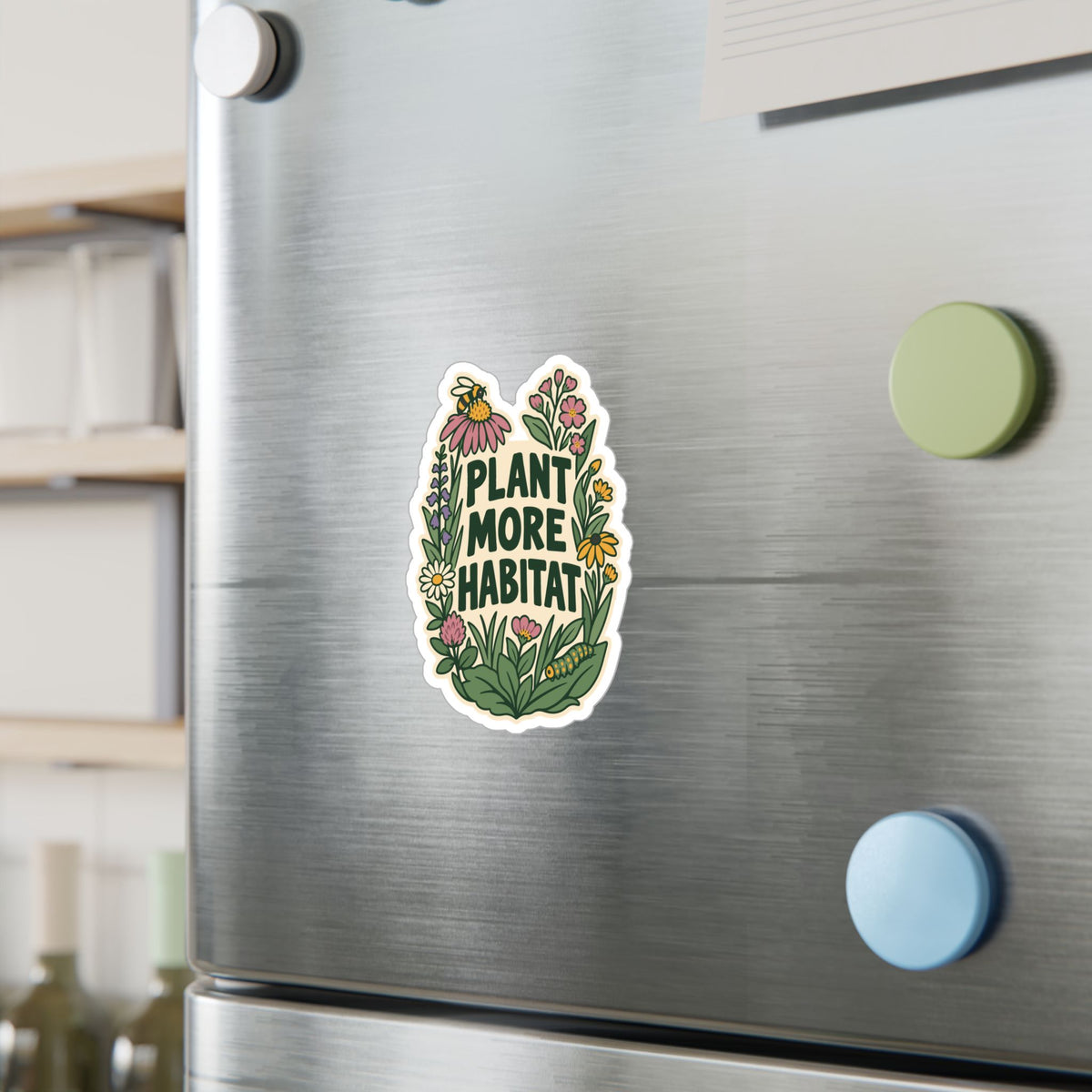 Plants Sticker – Plant More Habitat, Dandelion Decals Celebrating Nature and Friendship for Laptop or Water Bottle