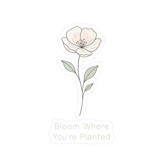 Minimalist Sticker – Bloom Where Youre Planted Lineart Floral Botanical Decals, Waterproof Vinyl for Laptop or Water Bottle