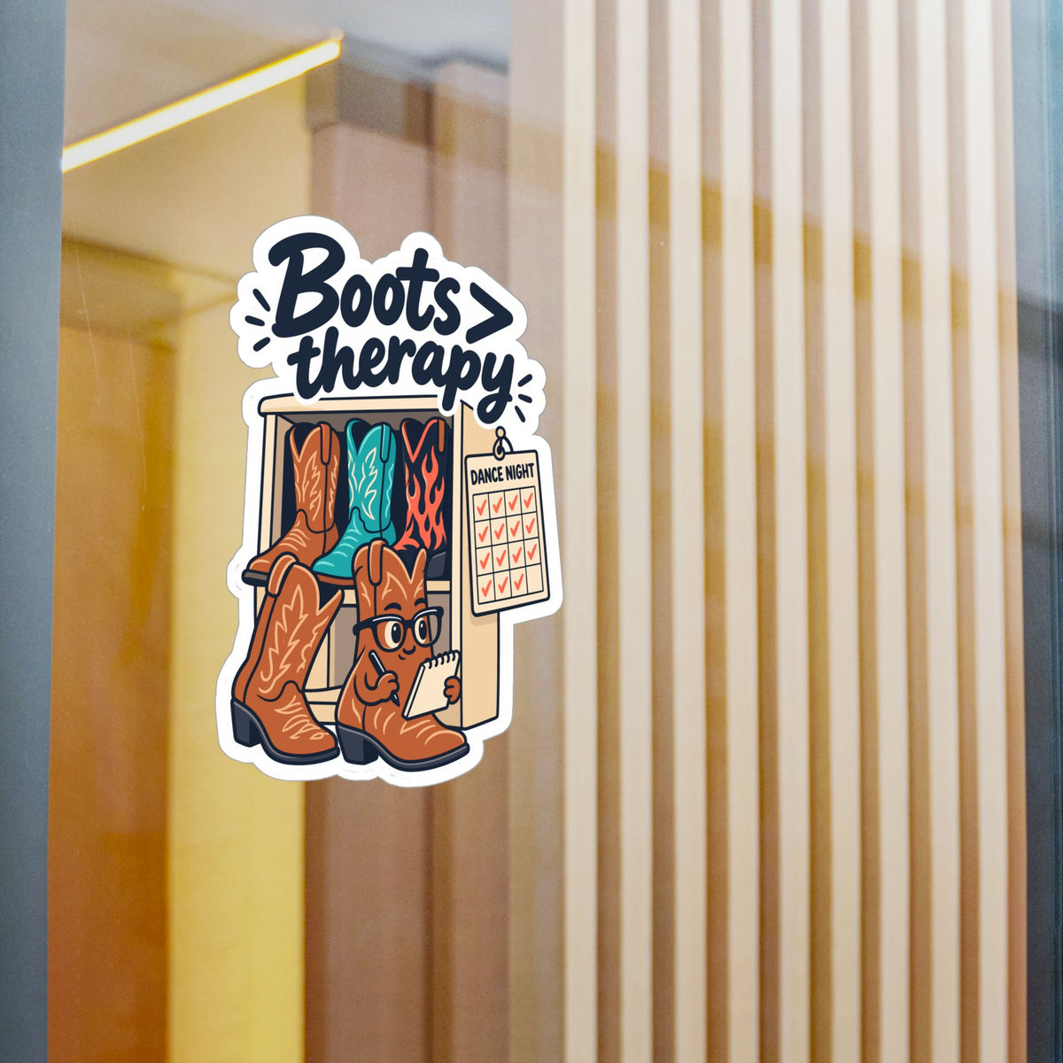 Line Dance Sticker - Boots Over Therapy for the Country-Life Dancer, Western Decals for Laptop and Water Bottle