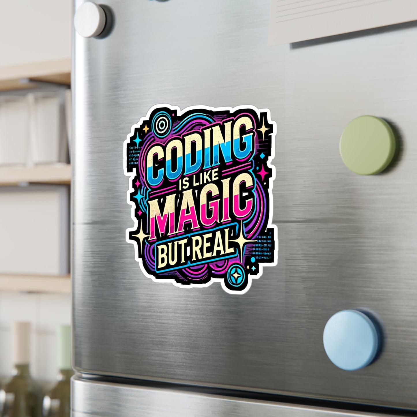 Coding Is Like Magic But Real - Coding Sticker for Laptop Sticker. Water Bottle Sticker, Vinyl Magic design Decal - Coding Gift