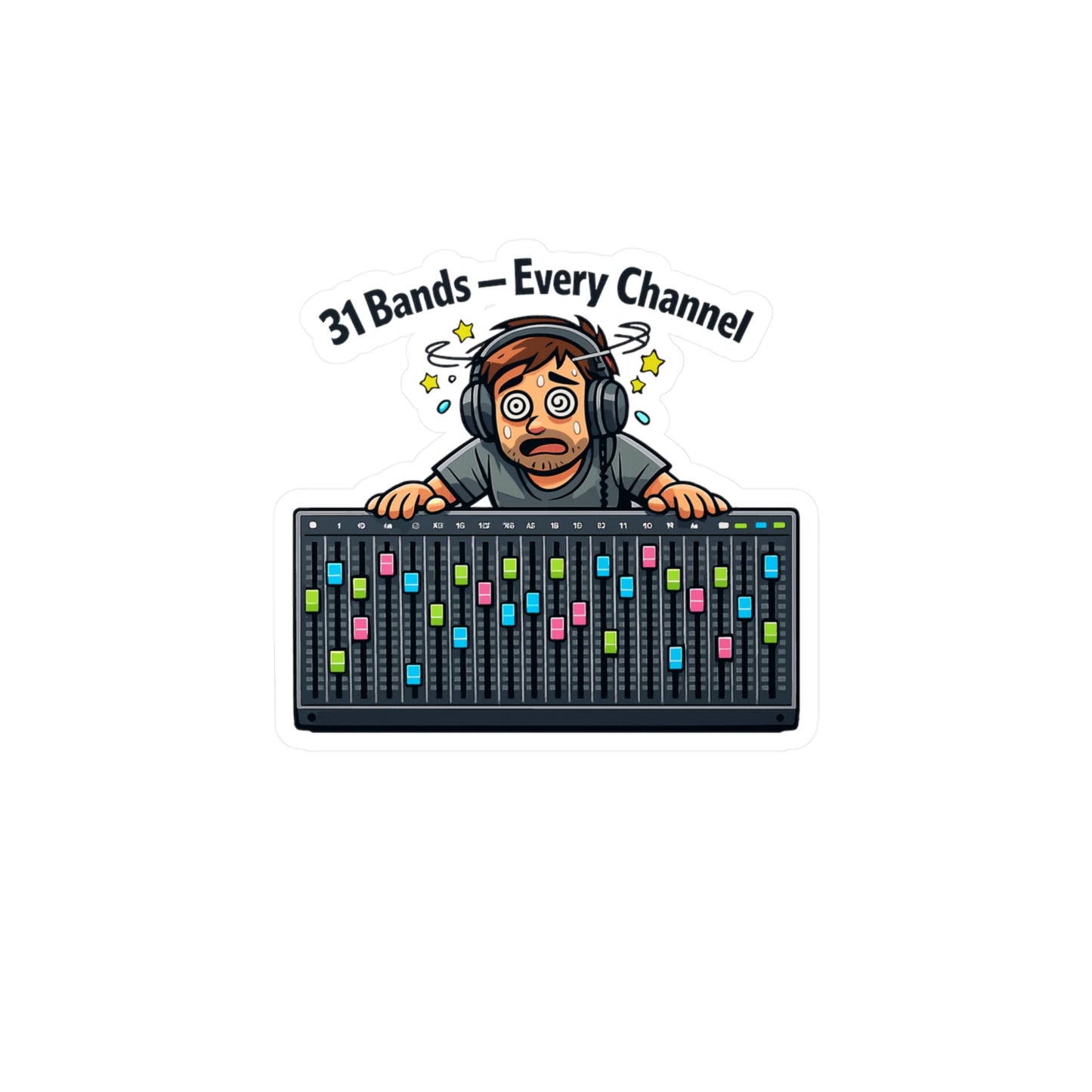 Audio Engineer Sticker 31 Bands – Every Channel Waterproof Vinyl decals for Laptop, Water Bottle, Sound Engineer Monitor, Audio Technician