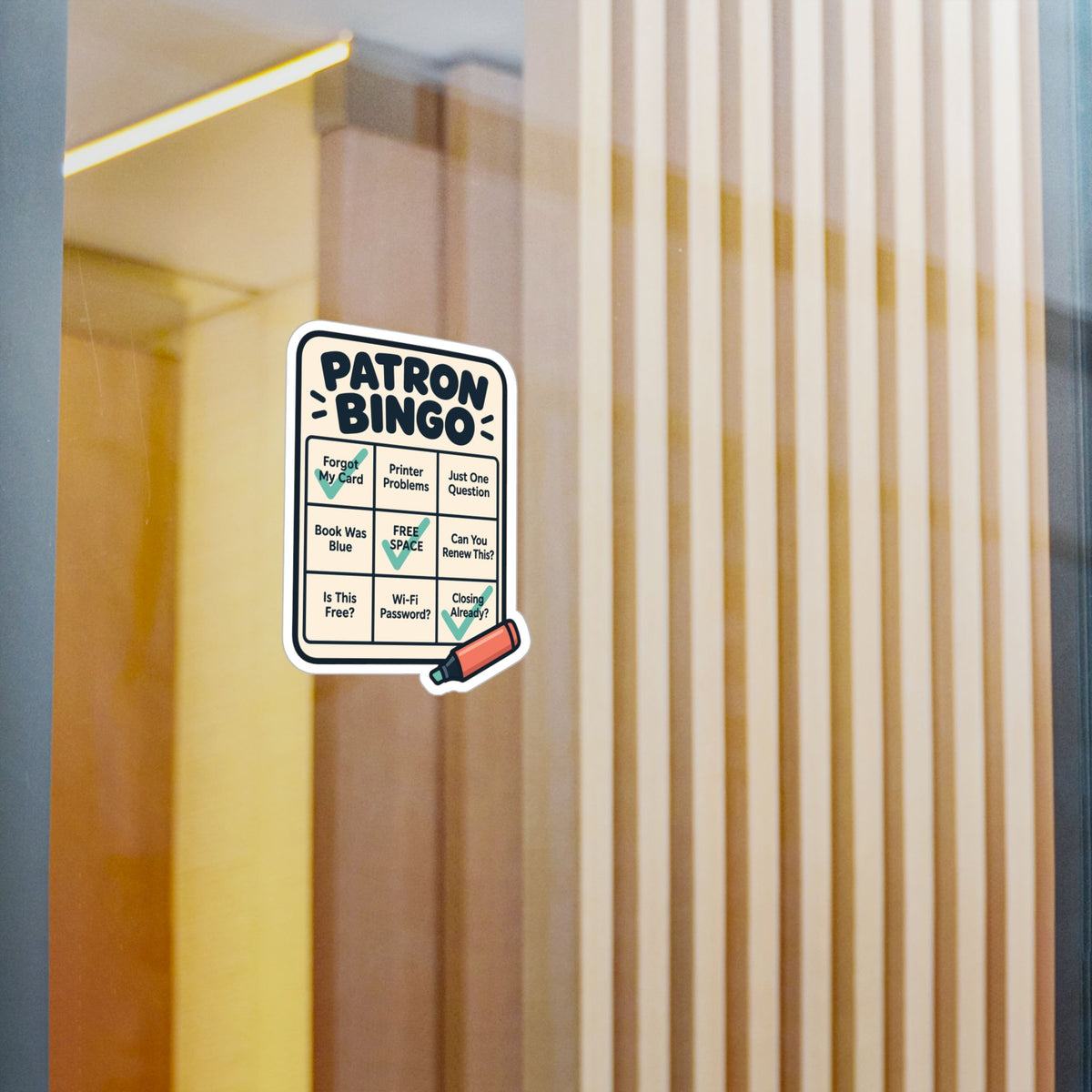 Librarian Sticker - Patron Bingo with a Fabulous Magical Unicorn, Decals for Laptop and Water Bottle