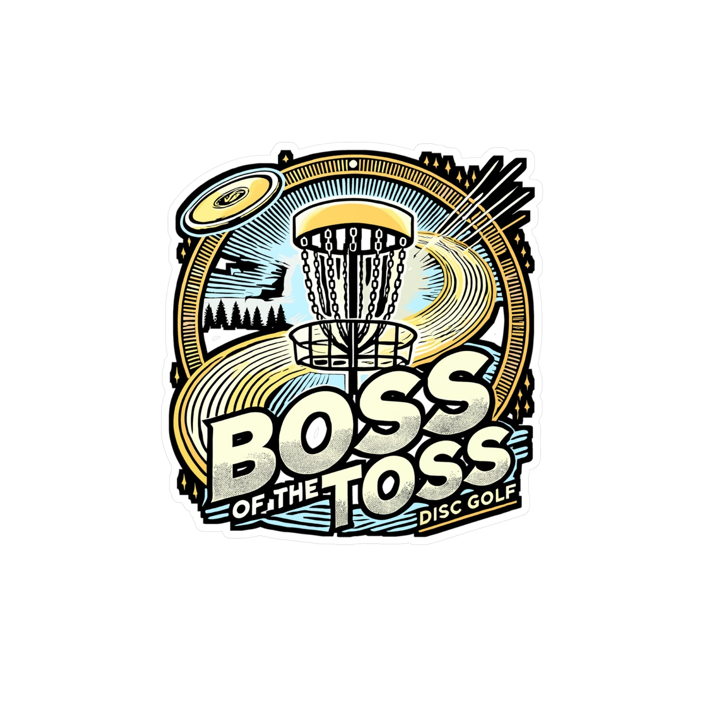 Boss of the Toss – Disc Golf Vinyl Decal for Car Window, Laptop & Water Bottle | Chains Design – Perfect Disc Golf Gift