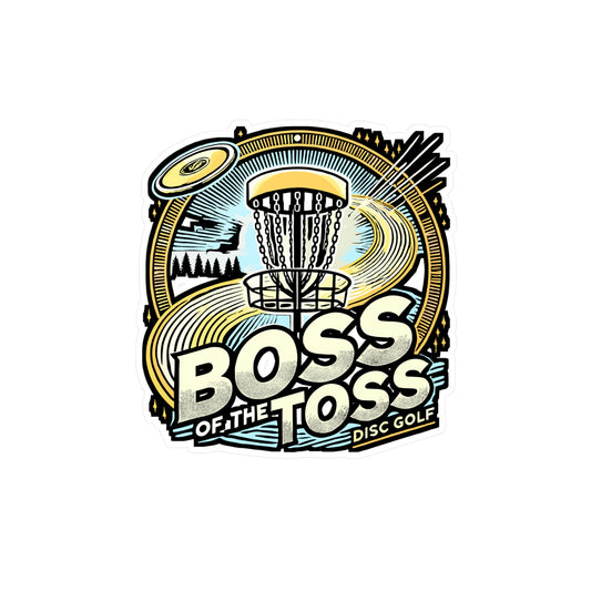 Boss of the Toss – Disc Golf Vinyl Decal for Car Window, Laptop & Water Bottle | Chains Design – Perfect Disc Golf Gift
