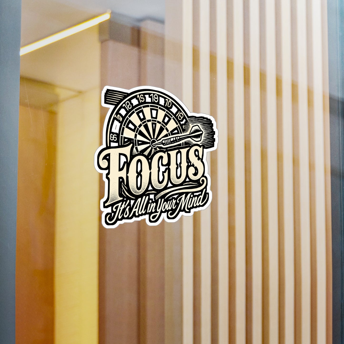 Focus It’s All In Your Mind – Dart Sticker for Laptop or Water Bottle | Funny Vinyl Dartboard Decal | Perfect Dart Gift