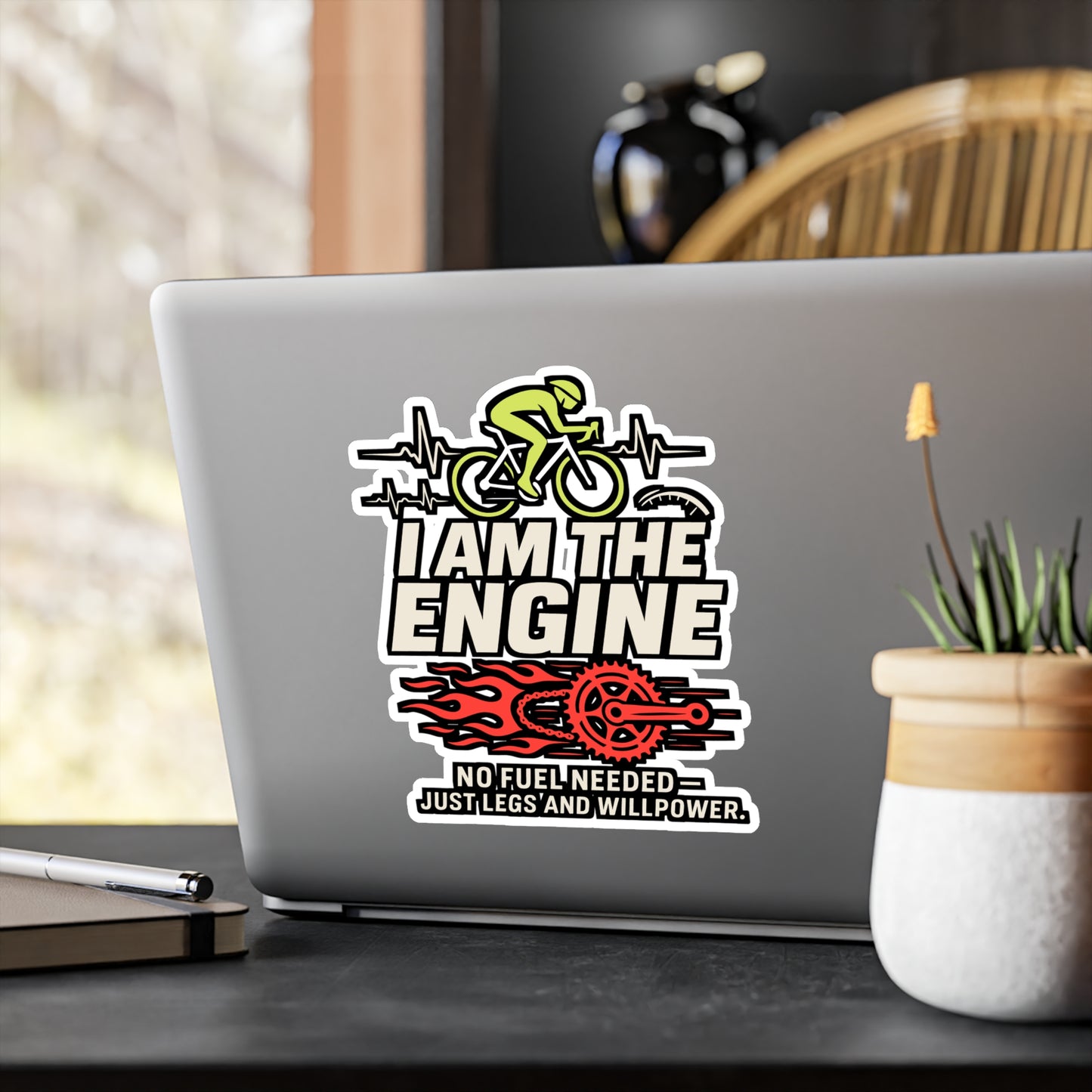 I Am The Engine – Cycling Sticker for Car, Laptop, or Water Bottle | Vinyl Cyclist Decal, Funny Bicycling Gift