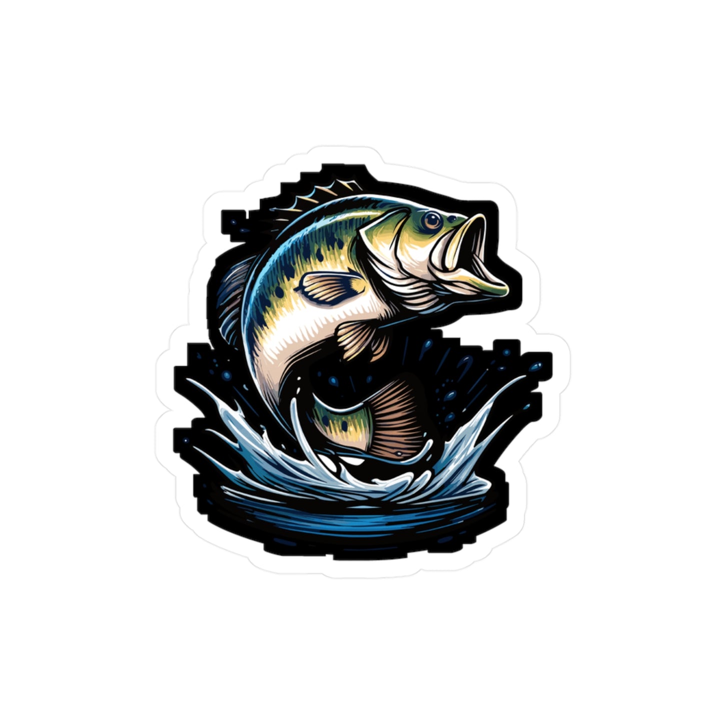 Jumping Bass Fish - Bass Sticker for Car Window Laptop Sticker. Water Bottle Sticker, Vinyl Fishing Decal, Aquatic Sticker - Bass Gift