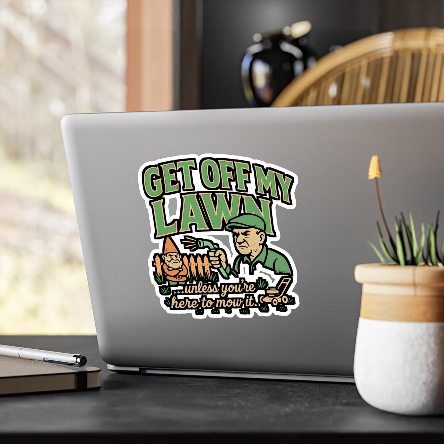 Get Off My Lawn – Funny Lawn Care Sticker | Vinyl Decal for Laptop, Water Bottle, Lawn Mower | Landscaping Gift