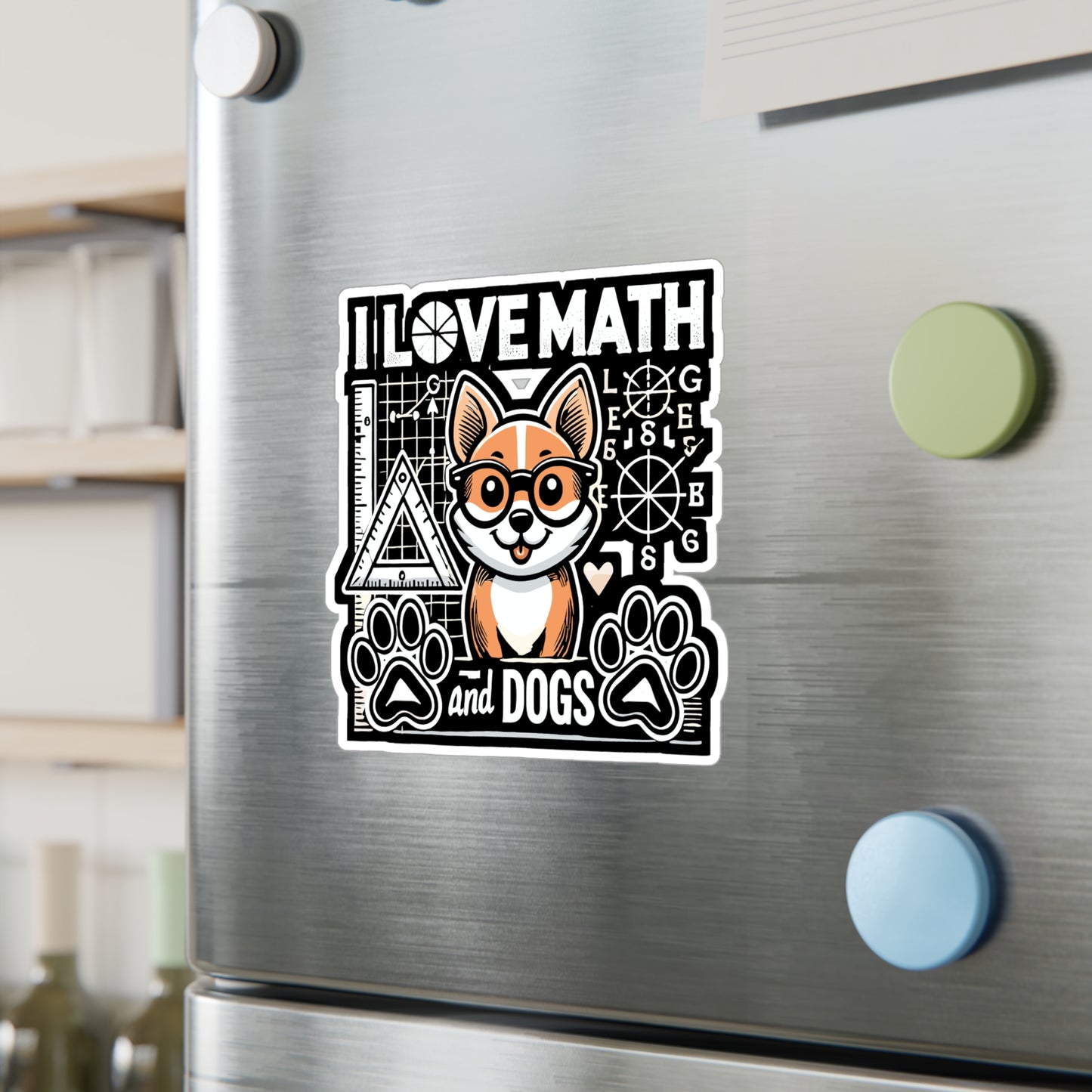 I Love Math And Dogs - Math teacher Sticker for Laptop Sticker. Water Bottle Sticker, Vinyl Math Decal - Math teacher Gift