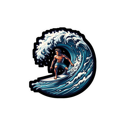 Surfboard Wave Surfer - Surfing Sticker for Laptop Sticker. Water Bottle Sticker, Vinyl Surf Decal - Surfing Gift