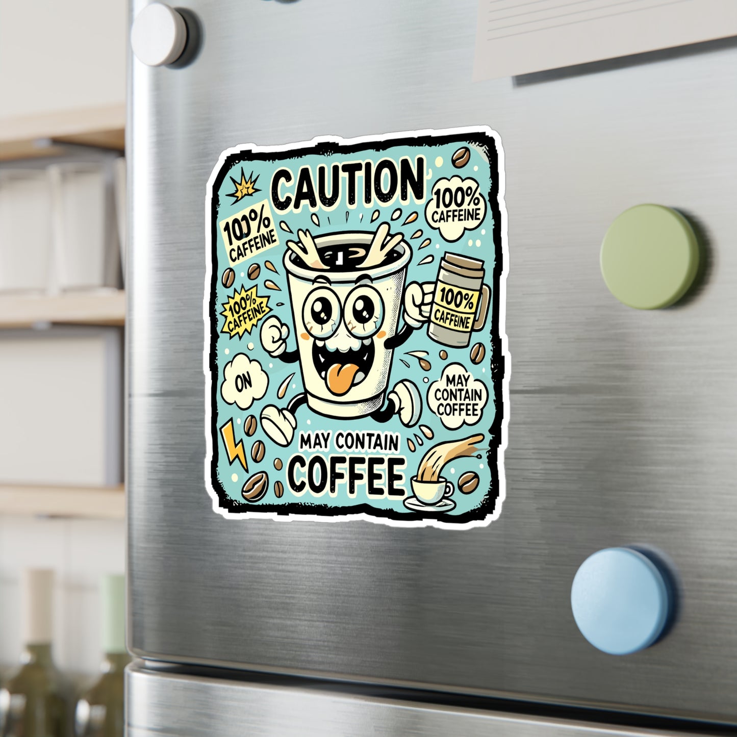 Caution May Contain Coffee - Coffee lover Sticker for Laptop Sticker. Water Bottle Sticker, Vinyl Caffeine humor Decal - Coffee lover Gift