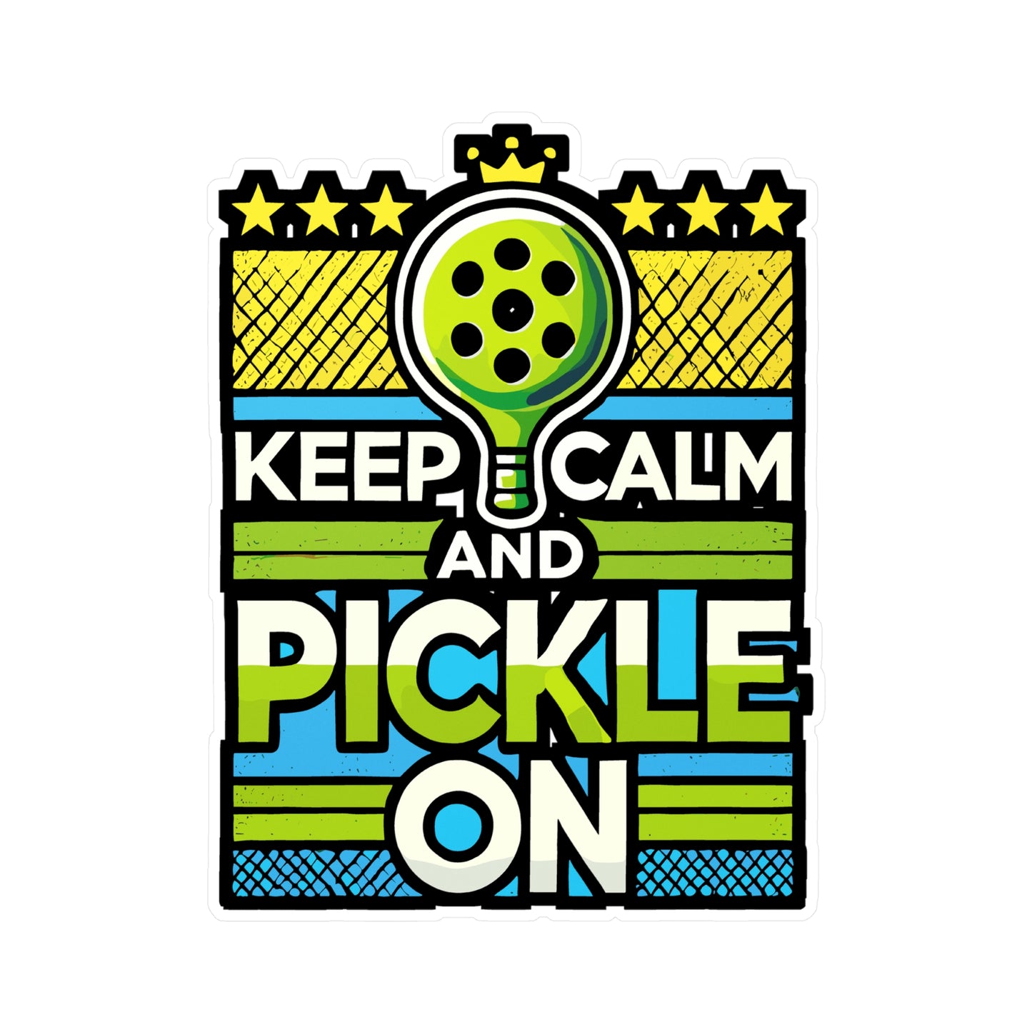 Keep Calm And Pickle On - Pickleball Sticker for Laptop Sticker. Water Bottle Sticker, Vinyl Dink Decal - Pickleball Gift