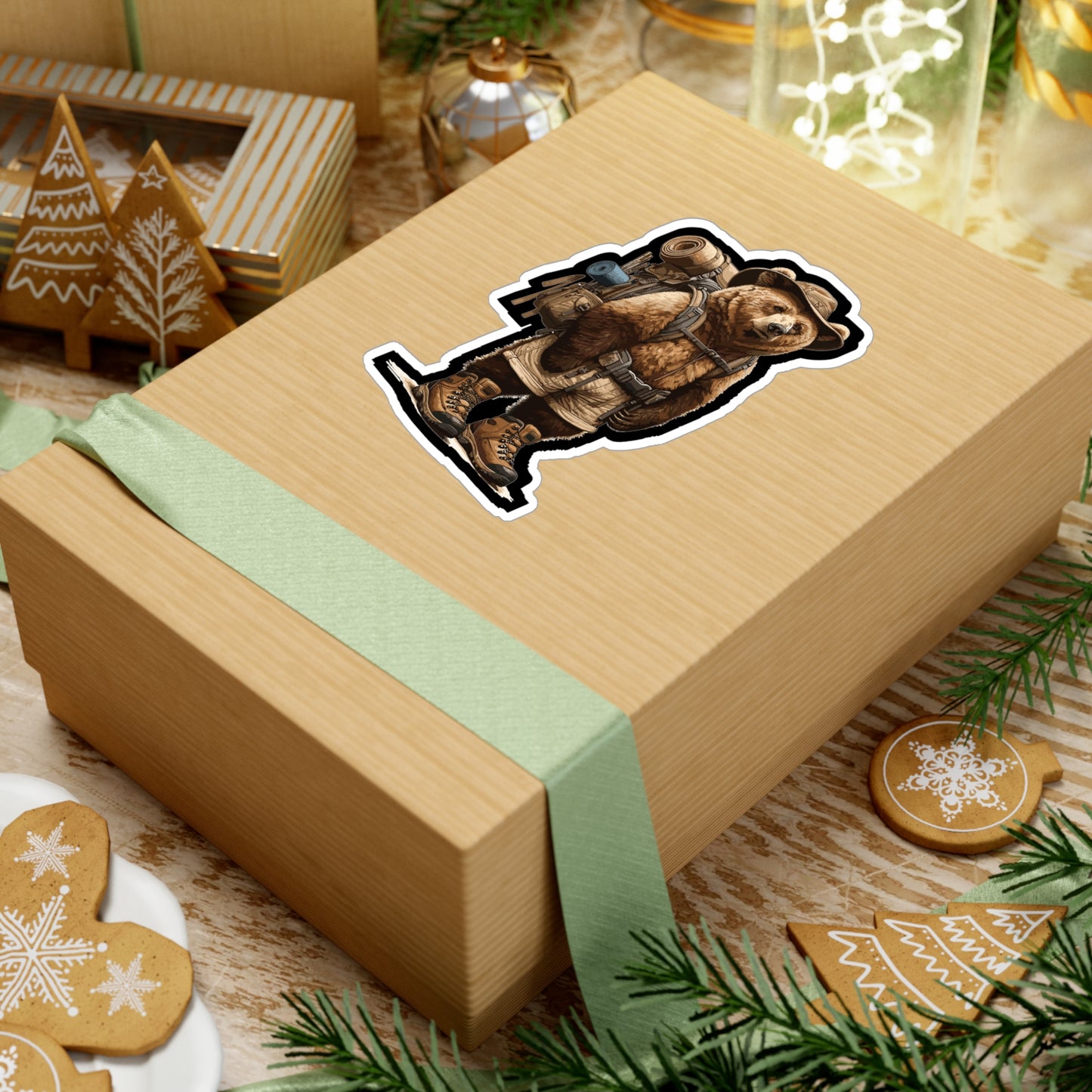 Hiking Bear - Bear Sticker for Car Window Laptop Sticker. Water Bottle Sticker, Vinyl Hiking Decal, Adventure Sticker - Bear Gift