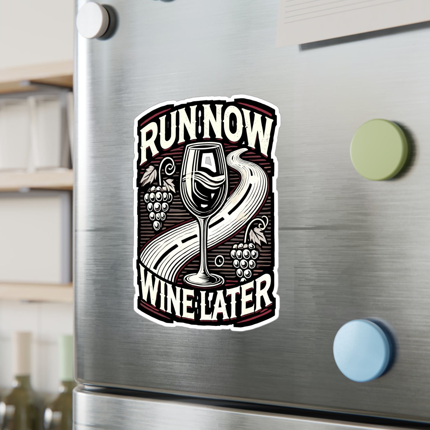 Run Now Wine Later - Running Sticker for Car Window Laptop Sticker. Water Bottle Sticker, Vinyl Wine Decal, Fitness Sticker - Running Gift
