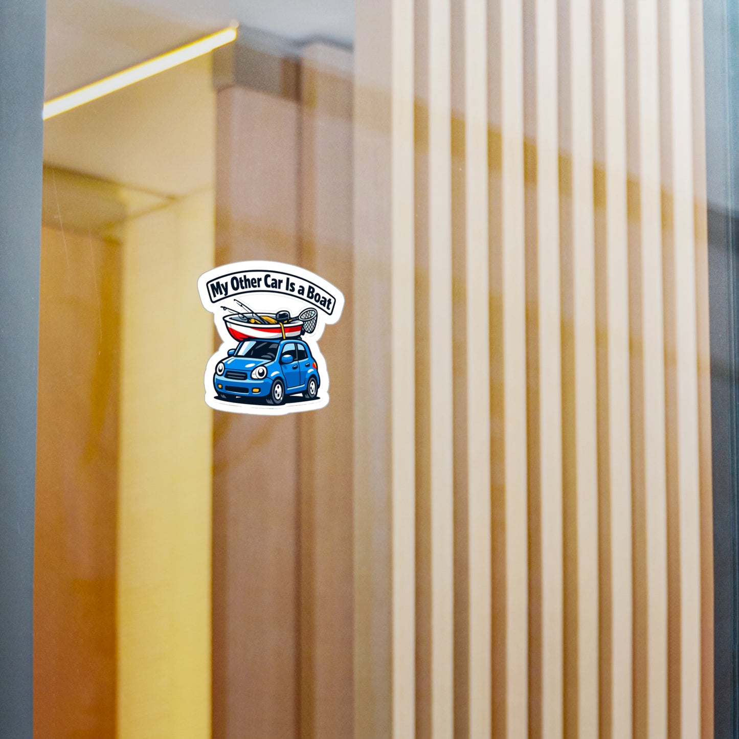 Fishing Sticker My Other Car Is a Boat Funny Angling Lake Boating Vinyl Waterproof Decals for Laptop Water Bottle