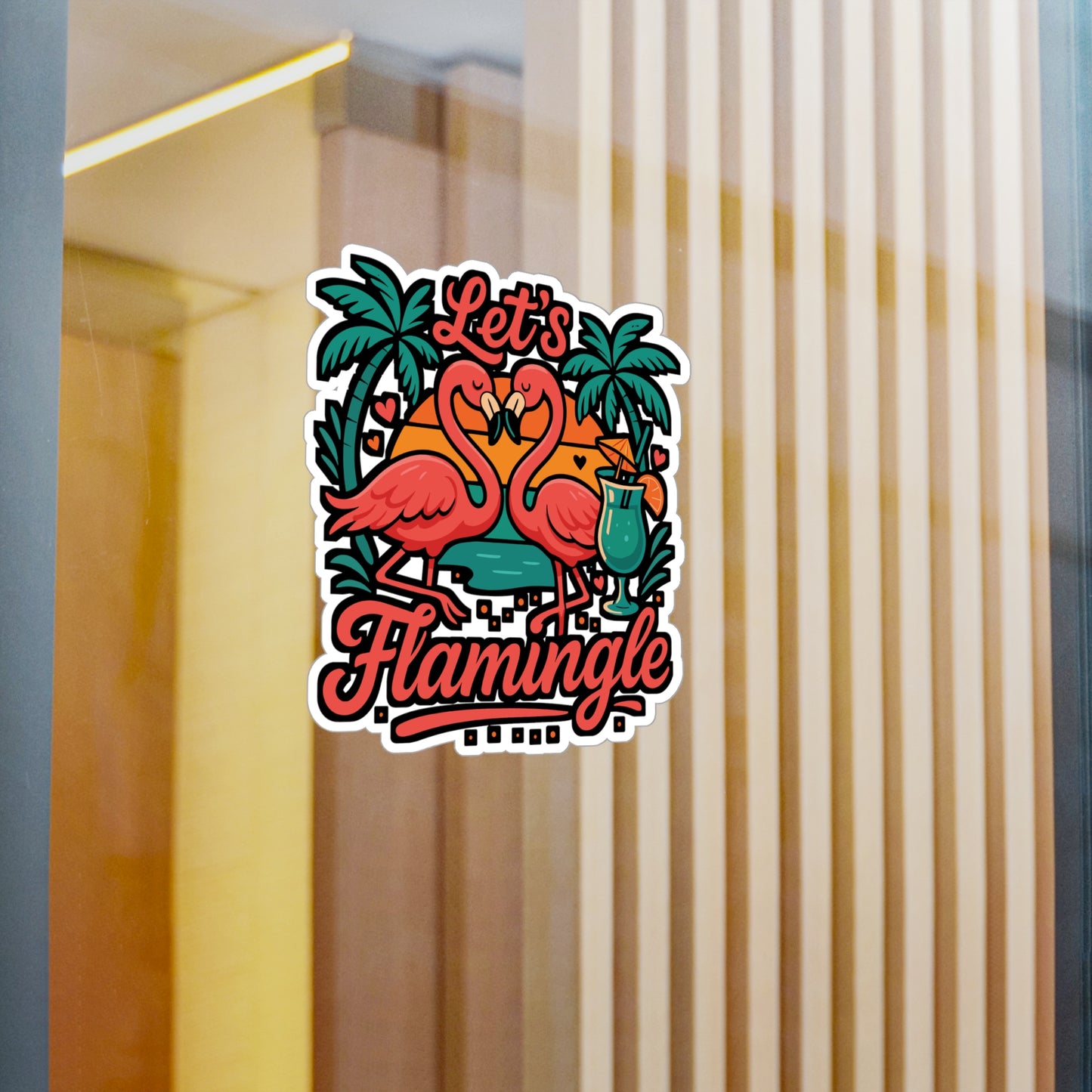 Let's Flamingle - Flamingo Sticker for Laptop, Water Bottle, Girls, Teens, Gift