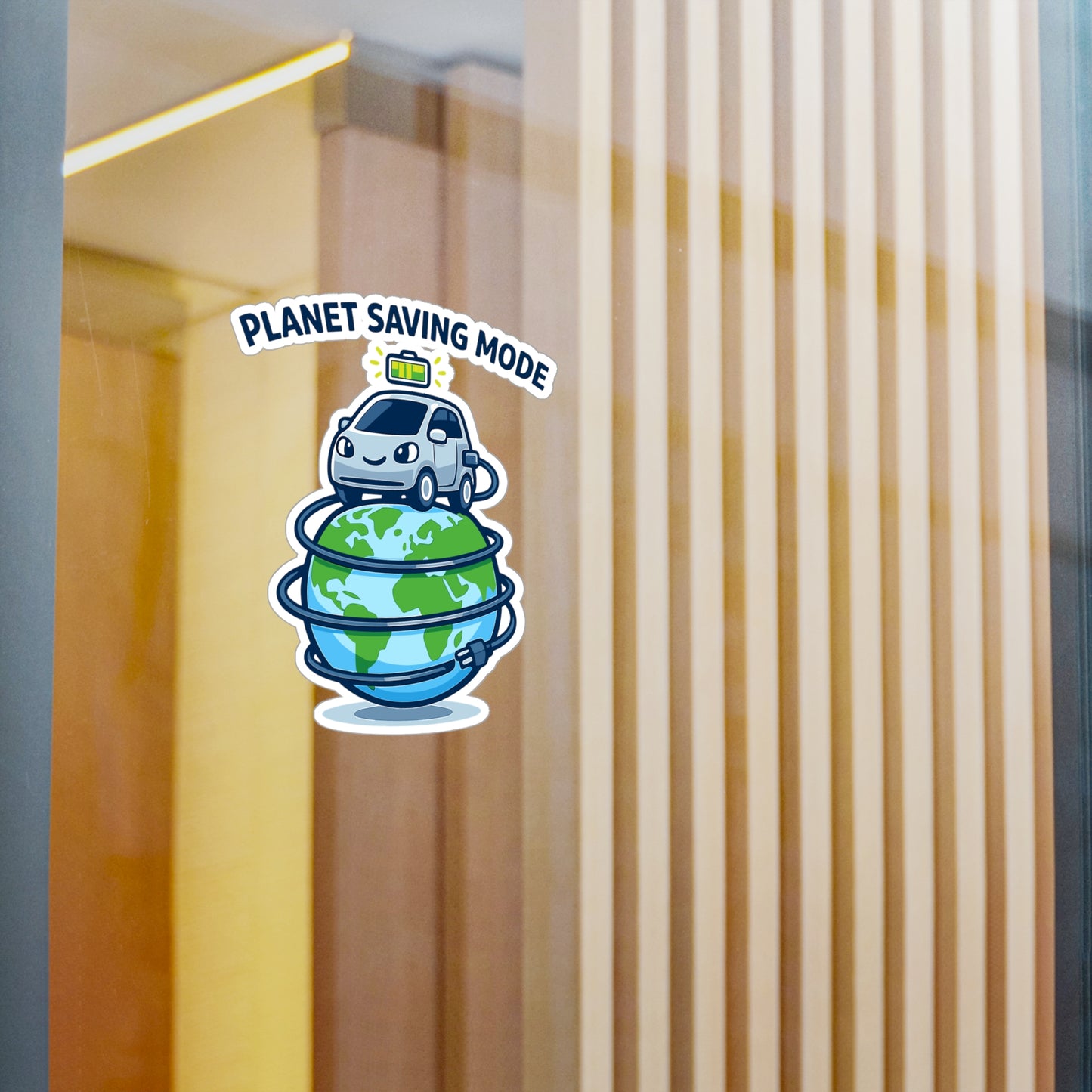 Electric Car Sticker Planet Saving Mode | Eco electric vehicle decal, Waterproof Vinyl decals for Laptop, Water Bottle, rechargeable battery theme