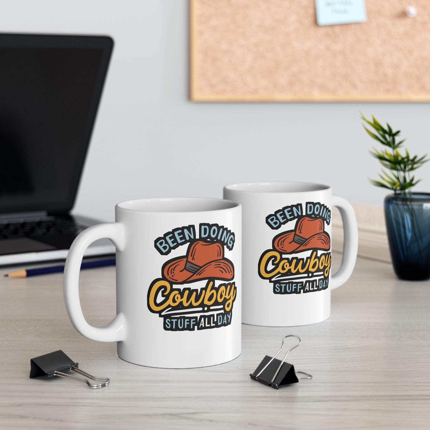 Doing Cowboy Stuff All Day - Cowboy Mug for Coffee 11oz. Cowboy Cup, White ceramic, Rodeo Mug, Buck-off Tea Cup - Cowboy Gift