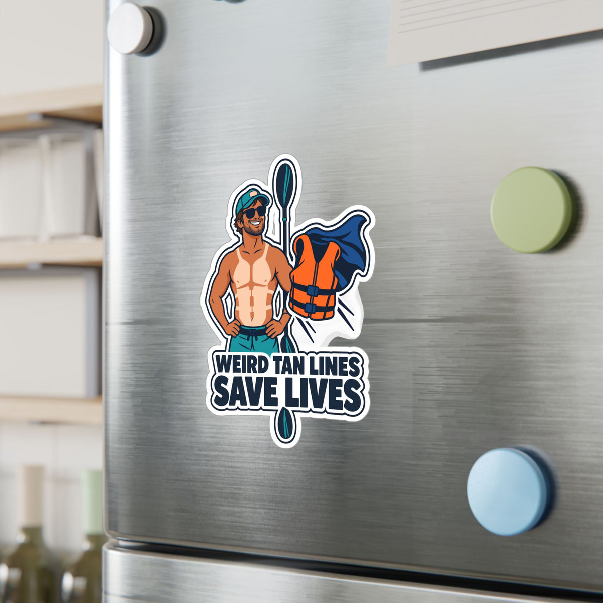 Kayak Sticker - Weird Tan Lines Save Lives, Funny Kayaker Decals for Laptop or Water Bottle, Kayaking and Rowing Humor