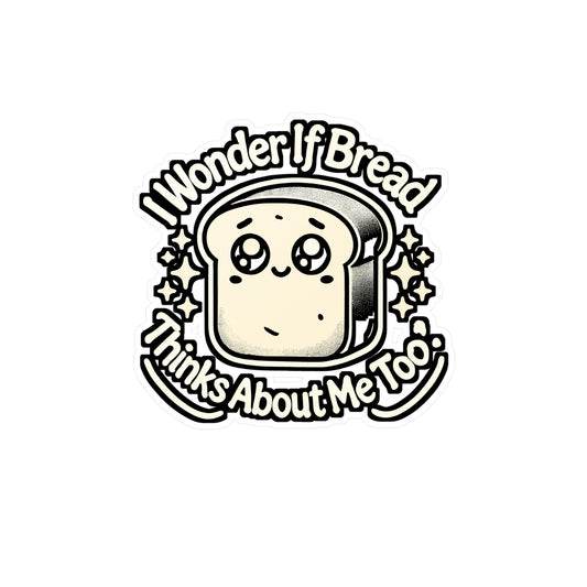 I Wonder If Bread Thinks About Me Too – Vinyl Bread Sticker for Laptop or Water Bottle | Funny Loaf Decal Gift