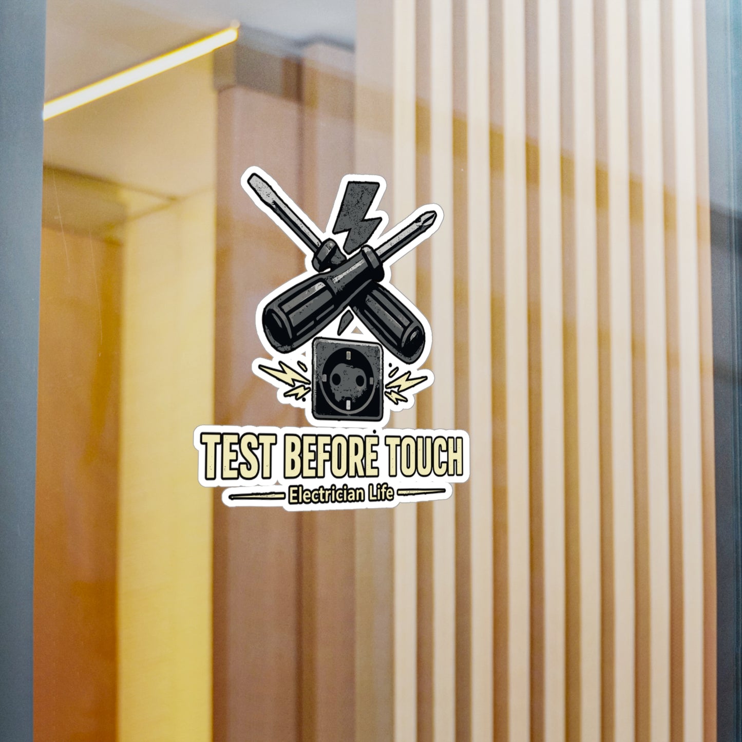 Electrician Sticker Test Before Touch Safety Decals for Cable Wire Stripper Tools, Waterproof Vinyl for Toolbox Laptop