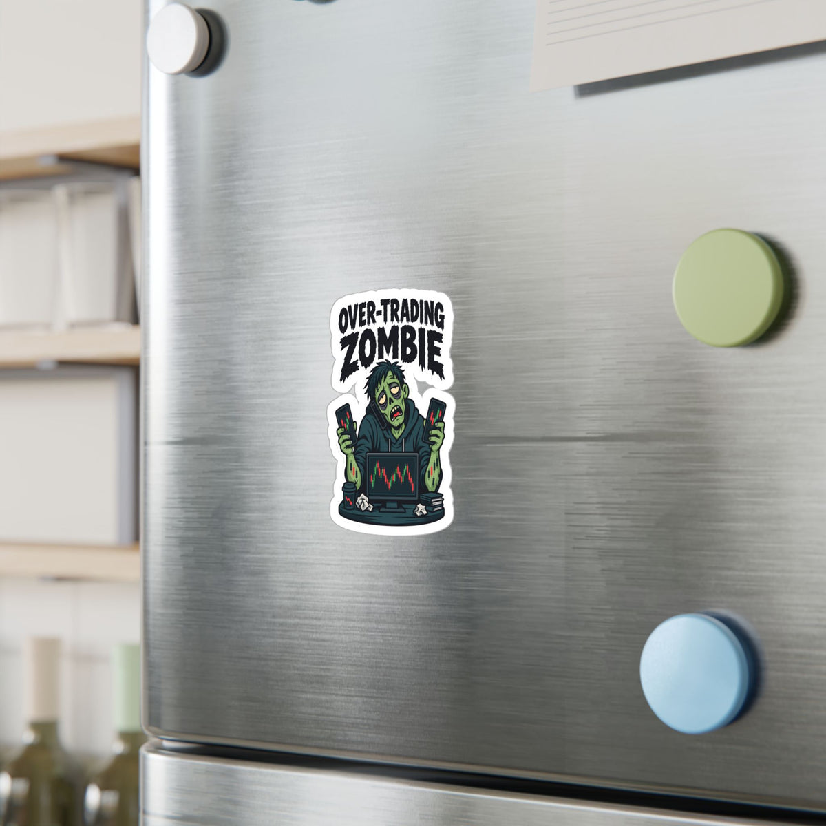 Day Trading Sticker - Over-Trading Zombie Design for Stock Market and Forex Traders, Laptop and Water Bottle Decals