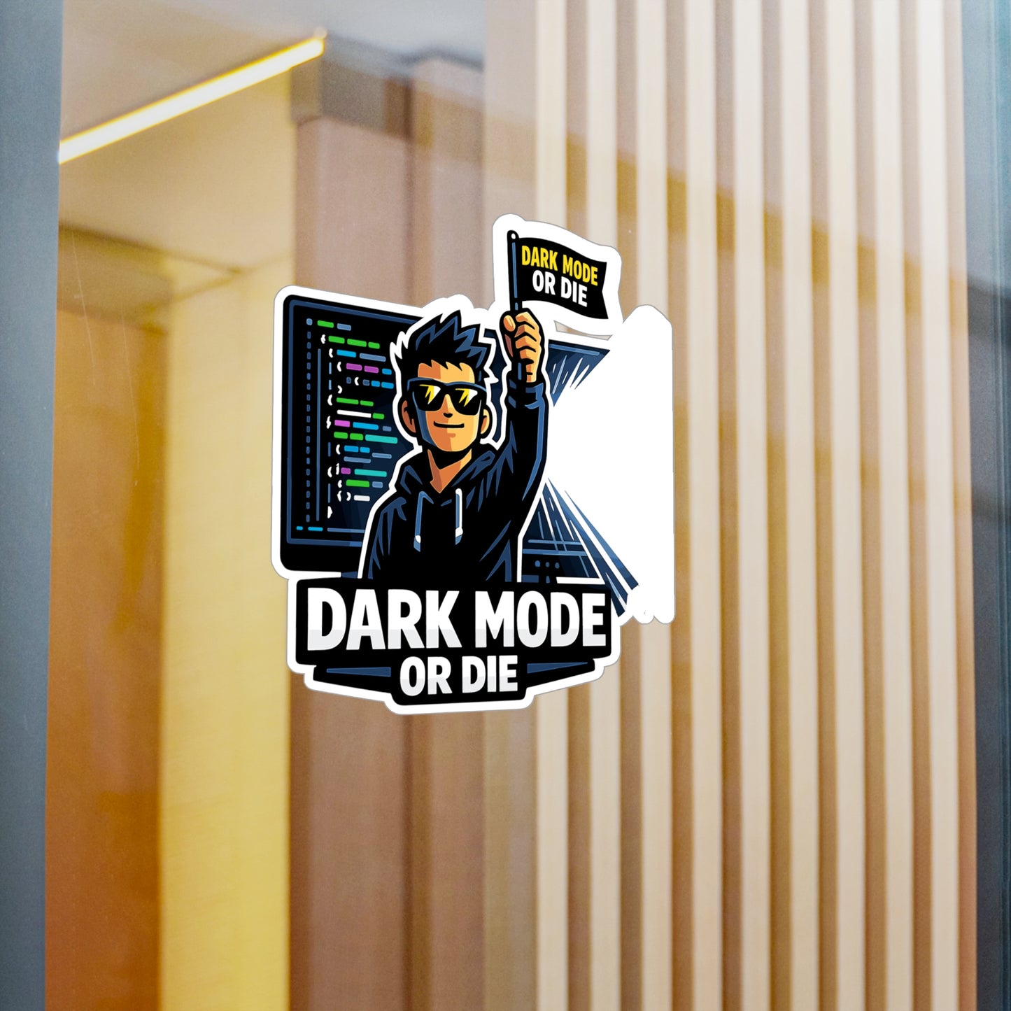 Coding Sticker Dark Mode or Die Programmer Humor Vinyl Waterproof sticker decals for Laptop, Water Bottle, Source Code Semicolon