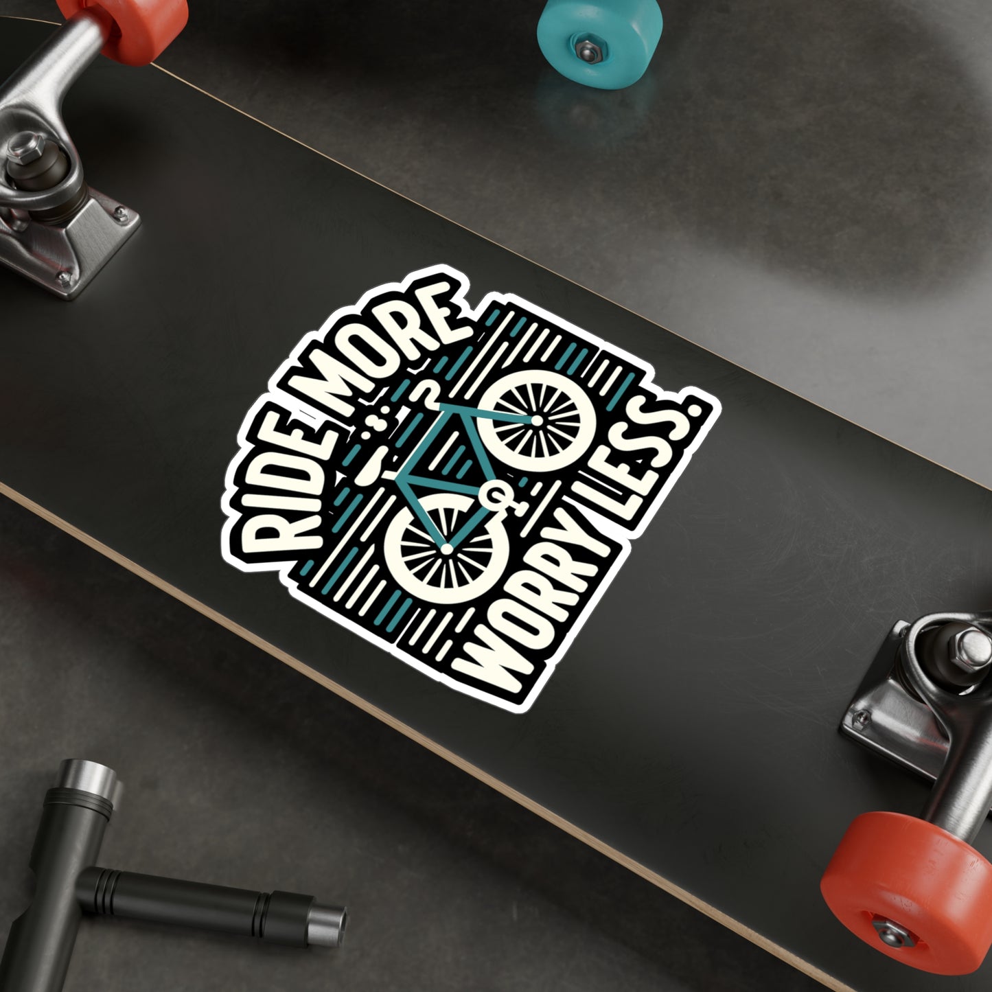 Ride more, worry less - Cycling Sticker for Wall Laptop Sticker. Water Bottle Sticker, Vinyl Cyclist Decal - Cycling Gift
