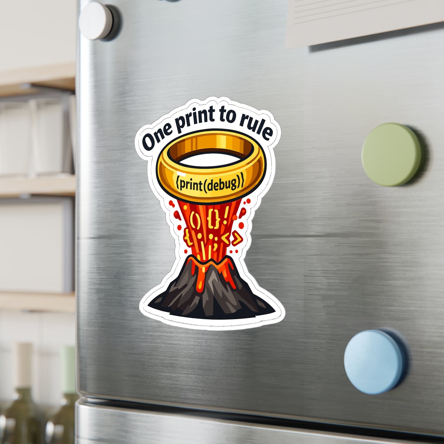 Coding Sticker "One Print to Rule" – Funny Programmer Source Code Semicolon decals, Waterproof Vinyl for Laptop or Water Bottle