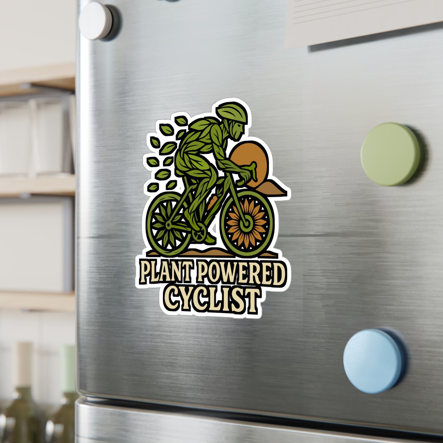 Plant Powered Cyclist – Vegan Cycling Sticker for Laptop or Water Bottle | Eco Biker Gift, Vinyl Decal