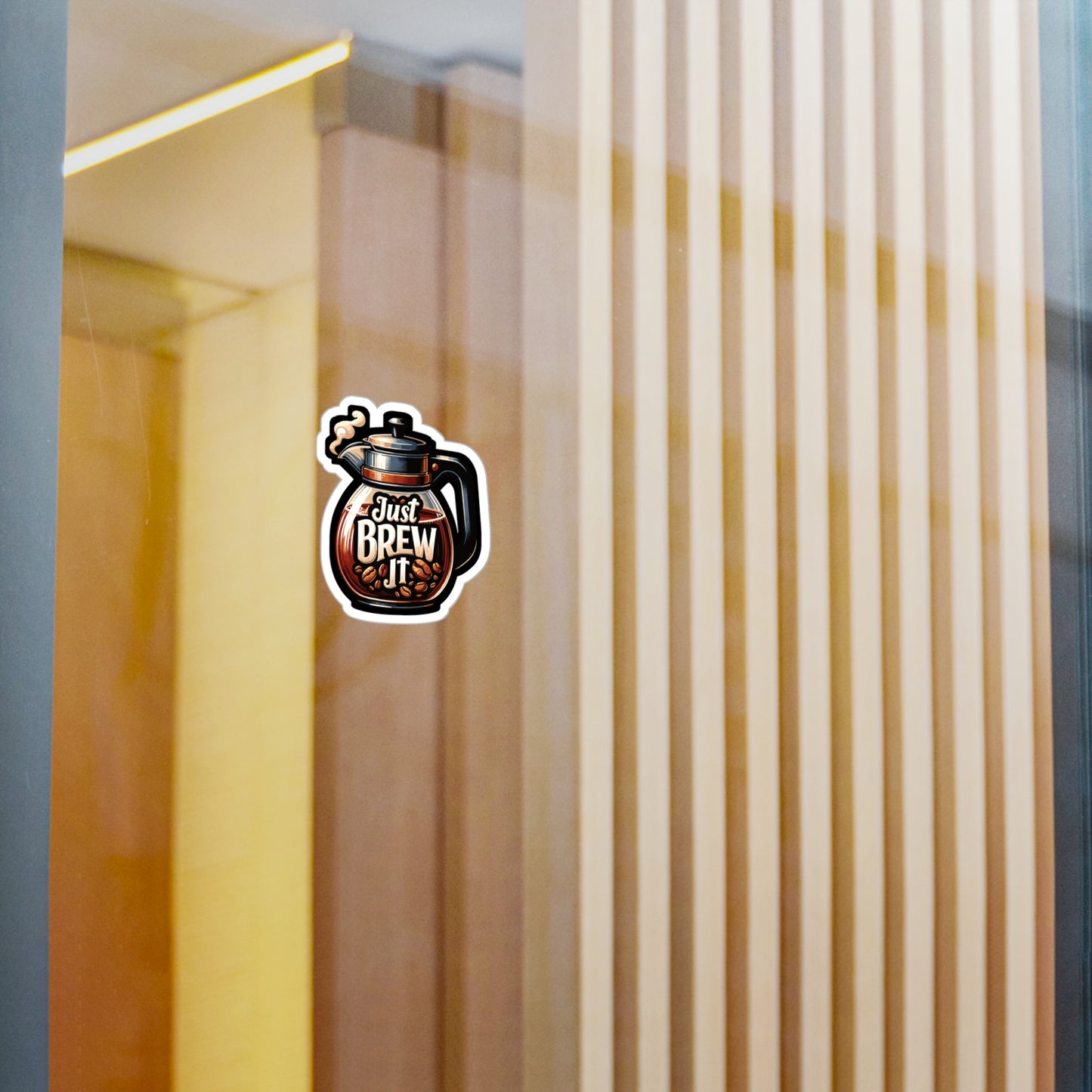 Just Brew It  - Coffee Sticker for Car Window Laptop Sticker. Water Bottle Sticker, Vinyl Brew Decal, Caffeine Sticker - Coffee Gift