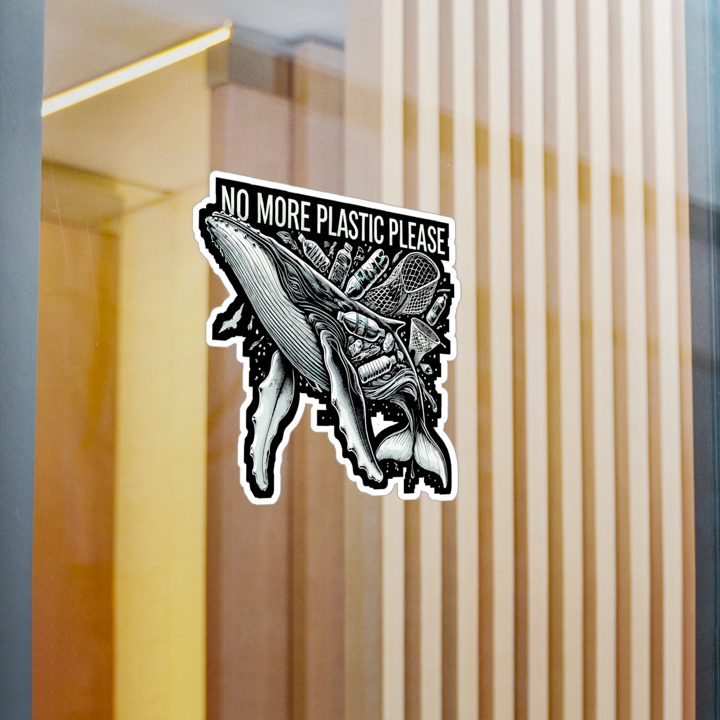 No More Plastic Please - Environment Sticker for Laptop Sticker. Water Bottle Sticker, Vinyl Earth Decal - Environment Gift