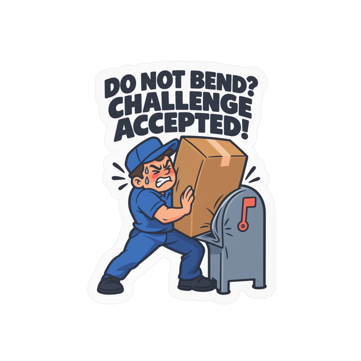 Postal Worker Sticker “Do Not Bend? Challenge Accepted!” Vinyl Decals for Mailbox, Laptop, Waterproof Rural Carrier Gift