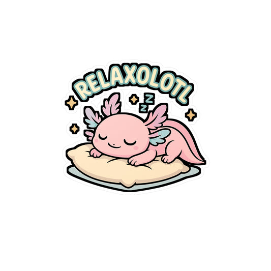 Axolotl Sticker – Relaxolotl Cute Cartoon Decal for Laptop or Water Bottle, Relaxation Vinyl Waterproof Stickers for Kids & Adults
