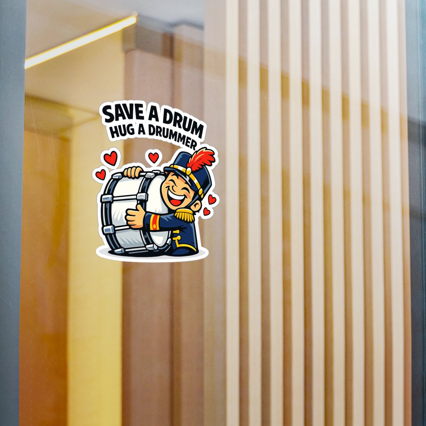 Marching Band Sticker Save a Drum, Hug a Drummer – Vinyl decals for Laptop or Water Bottle, drummer band director mellophone fans