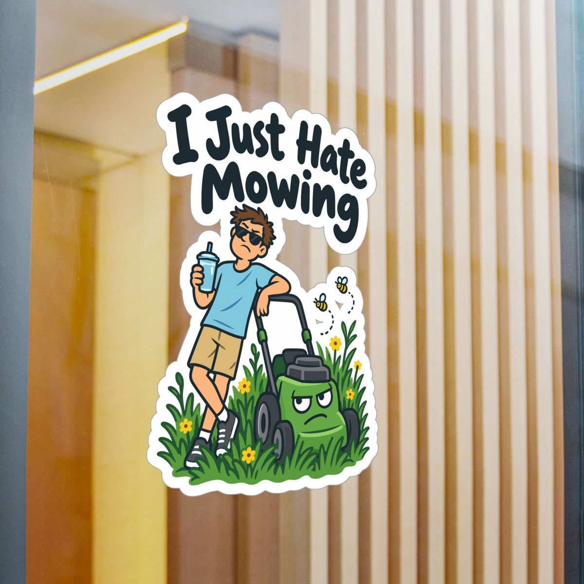Plants Sticker I Just Hate Mowing - Funny Dandelion Decals for Laptop or Water Bottle, Friendship Gift for Nature Lovers