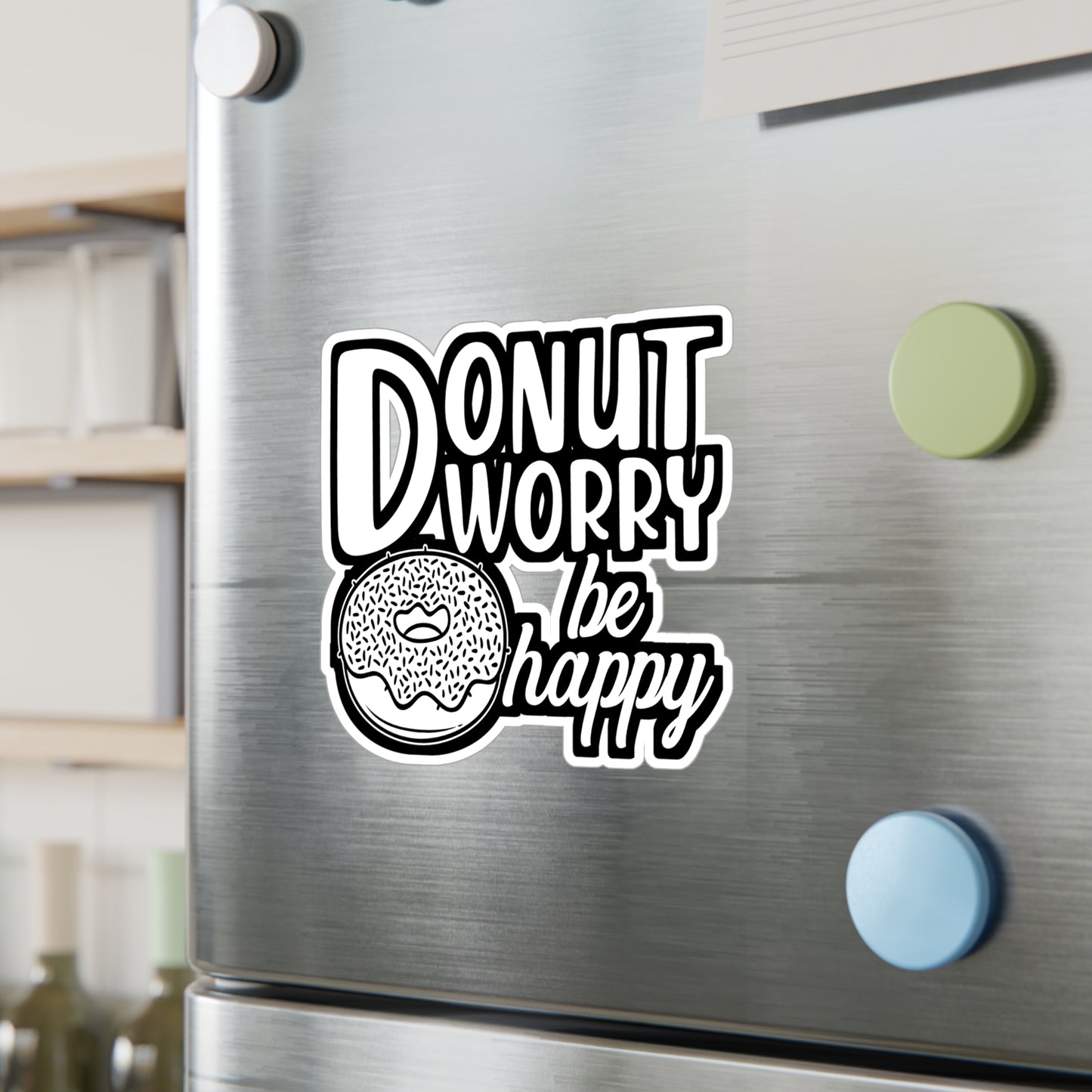 Donut worry be Happy - Donut Sticker for Car Window Laptop Sticker. Water Bottle Sticker, Vinyl Food Decal, Donuts Sticker - Donut Gift