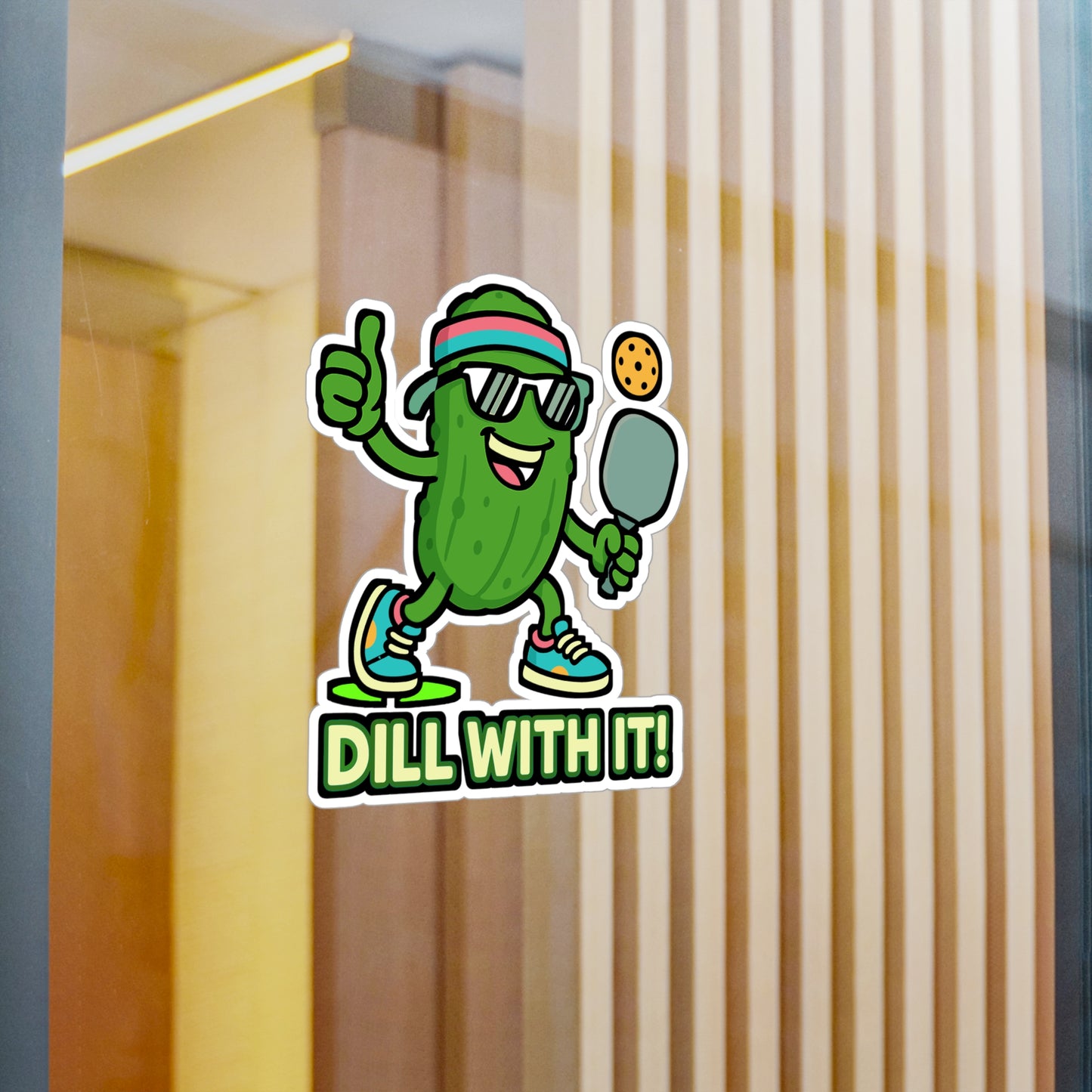 Pickle Sticker "Dill With It" Pun Decal – Funny Dill Pickle Sports Vinyl Waterproof Stickers for Laptop, Water Bottle, Durable and Removable