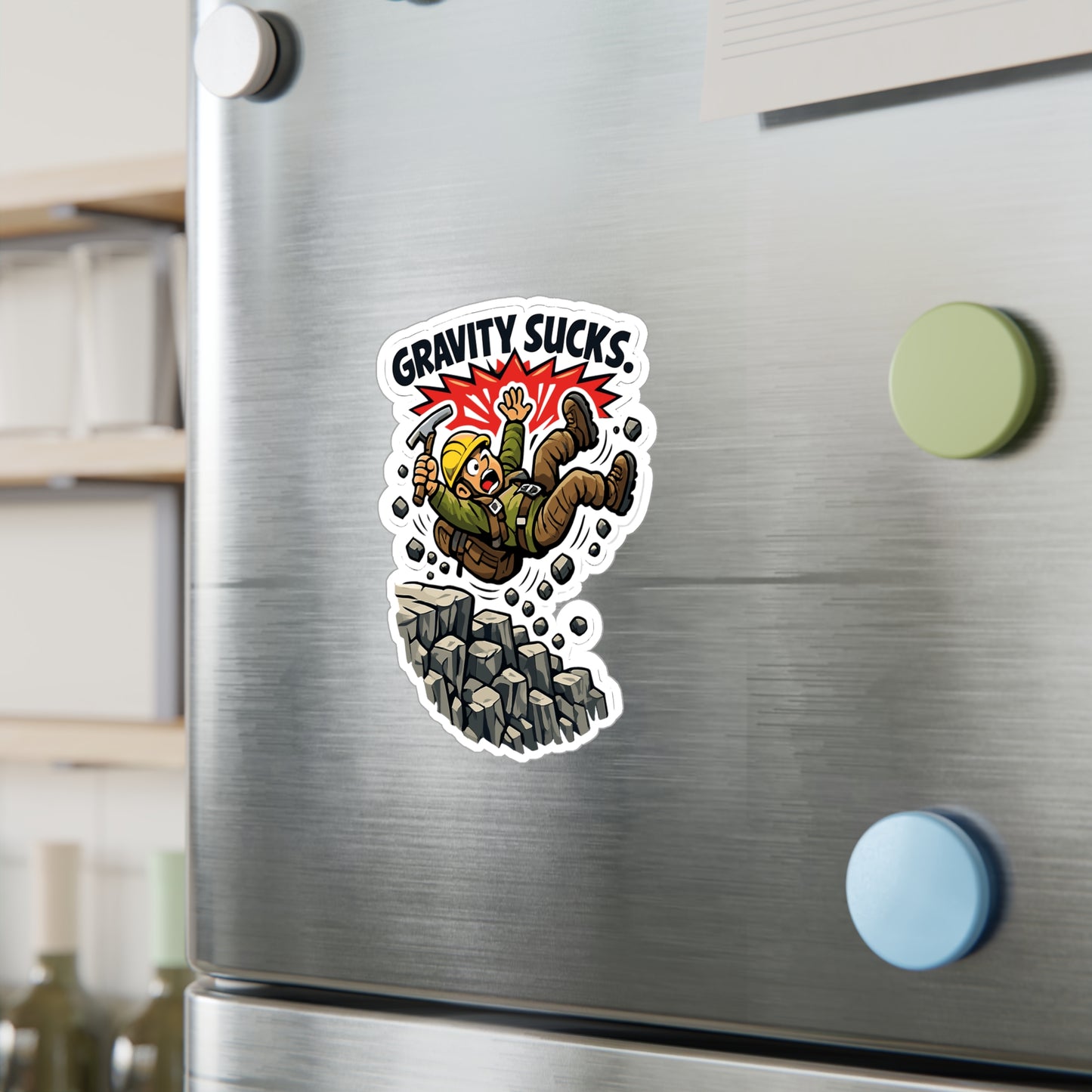 Geologie Sticker “Gravity sucks.” Funny geology decals for laptop, water bottle, waterproof vinyl with rocks, minerals, tectonics theme